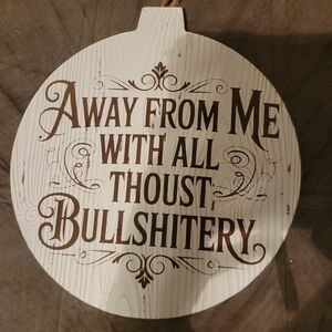 12-inch round wood funny hanging Bar sign laser-engraved "Bullshirtery"